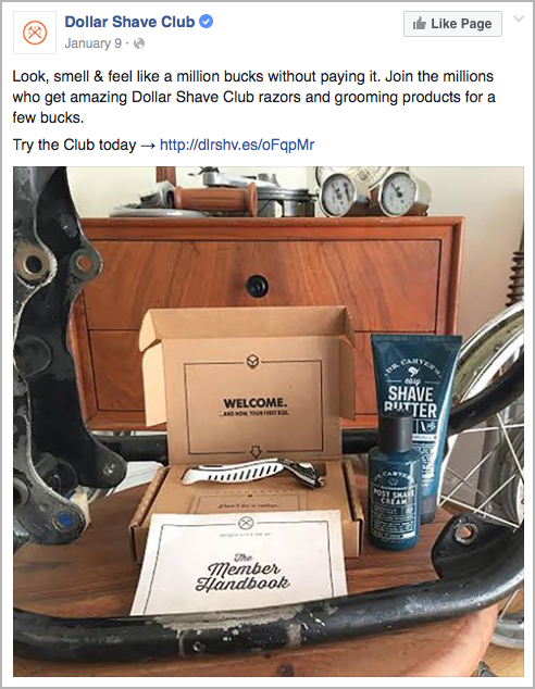 B2C - Dollar Shave Club - facebook ad example