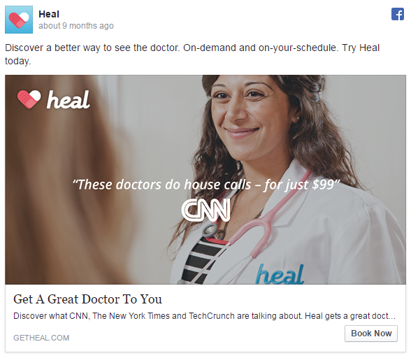 Heal social proof for Facebook ad examples