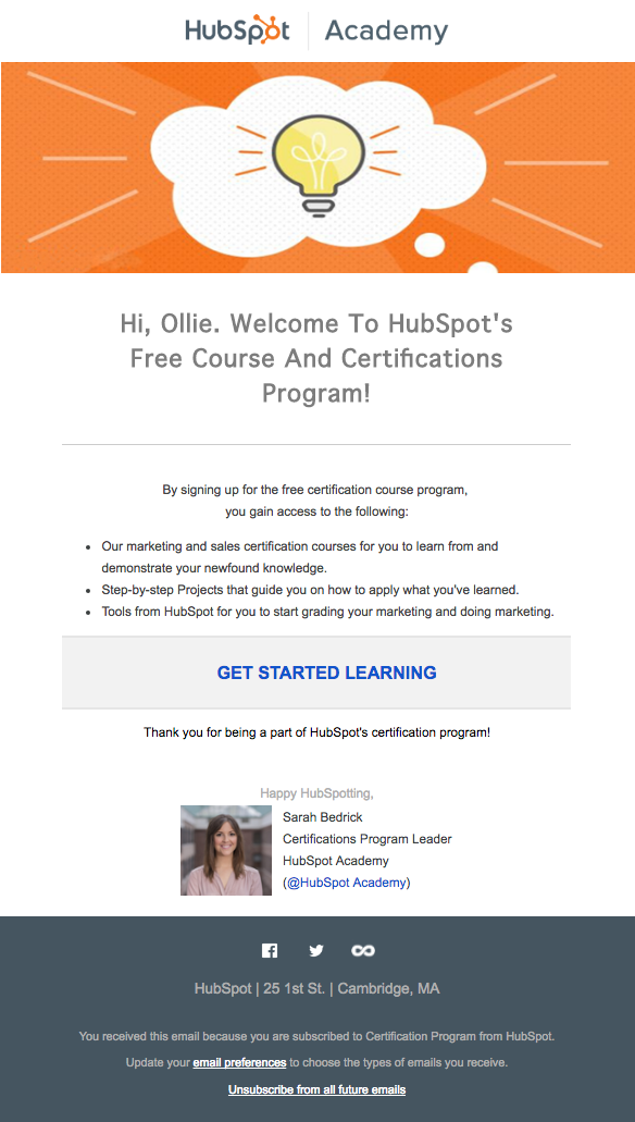 HubSpot personalization example