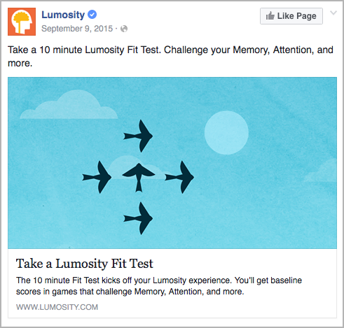 Lumosity - facebook ad example