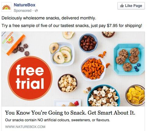 Nature Box for Facebook ad examples