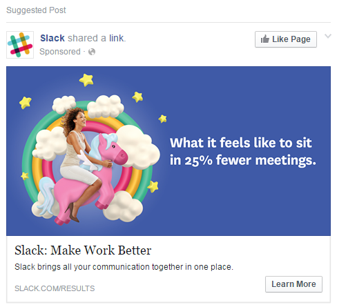 ad from slack for Facebook ad examples